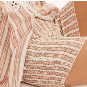 Free People One Caraway Smocked Shorts Striped Size Small